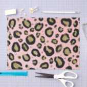 Roze Gold Glitter & Black Leopard Cheetah Print Tissuepapier (Craft)