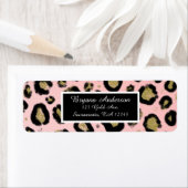 Roze Gold Glitter & Black Leopard Sweet 16 Party Etiket (Insitu)