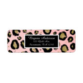 Roze Gold Glitter & Black Leopard Sweet 16 Party Etiket (Voorkant)