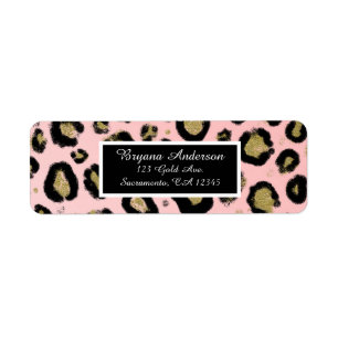 Roze Gold Glitter & Black Leopard Sweet 16 Party Etiket