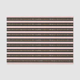Roze Gold Glitter & Black Stripes Birthday Party Tissuepapier