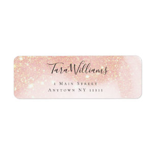 Roze Gold Glitter Blush Return Address Label