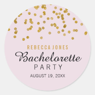 Roze Gold Glitter confetti Bachelorette ticker Ronde Sticker