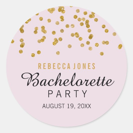 Roze Gold Glitter confetti Bachelorette ticker Ronde Sticker (Voorkant)