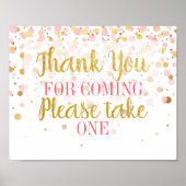 Roze Gold Glitter Confetti Hartelijk dank Poster (Voorkant)