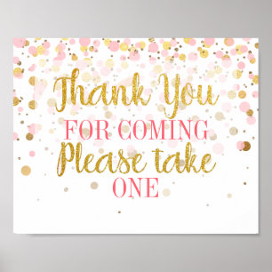 Roze Gold Glitter Confetti Hartelijk dank Poster