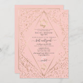 Roze Gold Glitter Confetti Terrarium Bat Mitzvah Kaart (Voorkant / Achterkant)