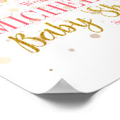 Roze Gold Glitter Confetti Welkom Baby shower Poster (Hoek)