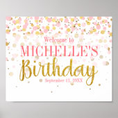 Roze Gold Glitter Confetti Welkomstdag Poster (Voorkant)