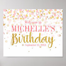 Roze Gold Glitter Confetti Welkomstdag