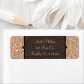 Roze & Gold Glitter Crystal Glam Party Invitation Etiket (Insitu)