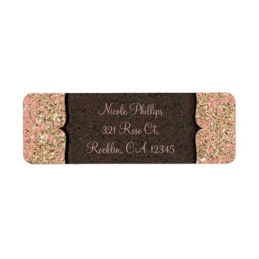Roze & Gold Glitter Crystal Glam Party Invitation Etiket (Voorkant)