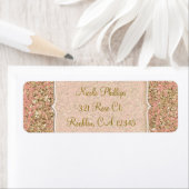 Roze & Gold Glitter Crystal Glam Party Invitation Etiket (Insitu)
