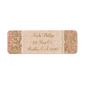 Roze & Gold Glitter Crystal Glam Party Invitation Etiket (Voorkant)