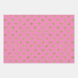 Roze Gold Glitter Diamonds Inpakpapier Vel