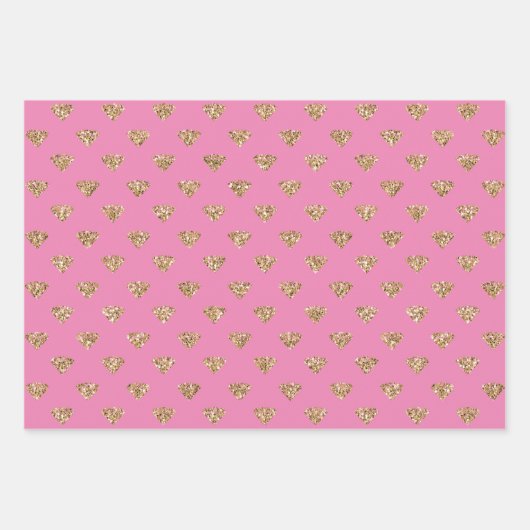 Roze Gold Glitter Diamonds Inpakpapier Vel (Voorkant)