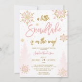 Roze Gold Glitter Een klein sneeuwvlokBaby shower Kaart (Voorkant)