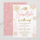 Roze Gold Glitter Een klein sneeuwvlokBaby shower Kaart (Voorkant / Achterkant)