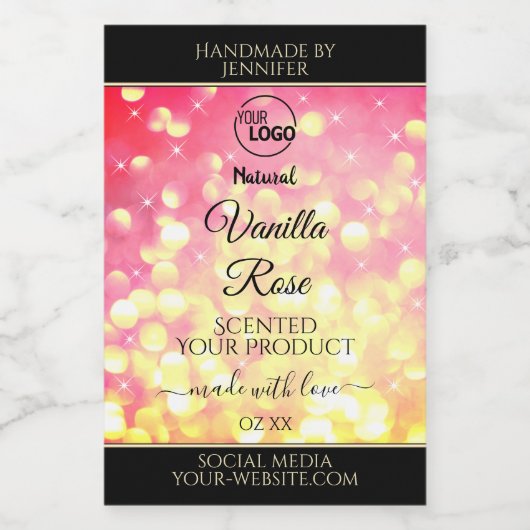 Roze Gold Glitter Etiket voor verpakking van Logo  (Enkel label)