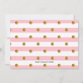 Roze, Gold Glitter First Birthday Photo Invitation Kaart (Achterkant)