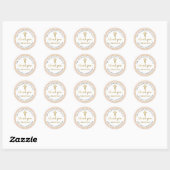 Roze Gold Glitter First Heilige Communie Dank u we Ronde Sticker (Vel)