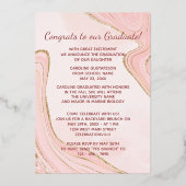 Roze Gold Glitter Folie Afstuderen aankondiging (Achterkant)