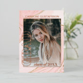 Roze Gold Glitter Folie Afstuderen aankondiging (Staand Voorkant)