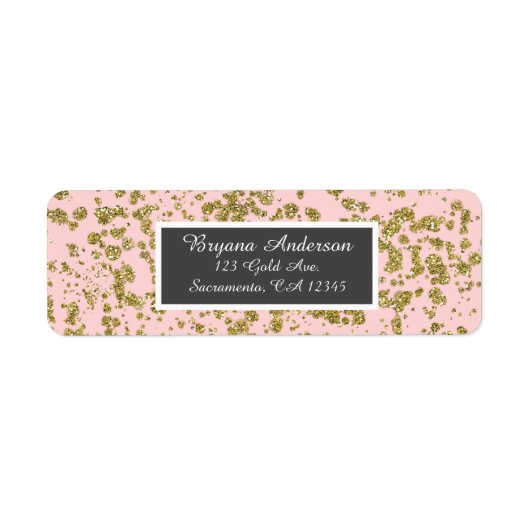 Roze & Gold Glitter Girly Glam Modern Sweet 16 Etiket (Voorkant)