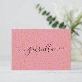 Roze Gold Glitter Glam Monogram Naam Bedankkaart (Staand voorkant)