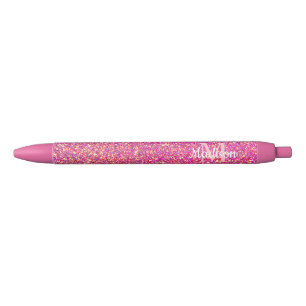 Roze Gold Glitter Glam Sparkle - op maat gemaakt Zwarte Inkt Pen