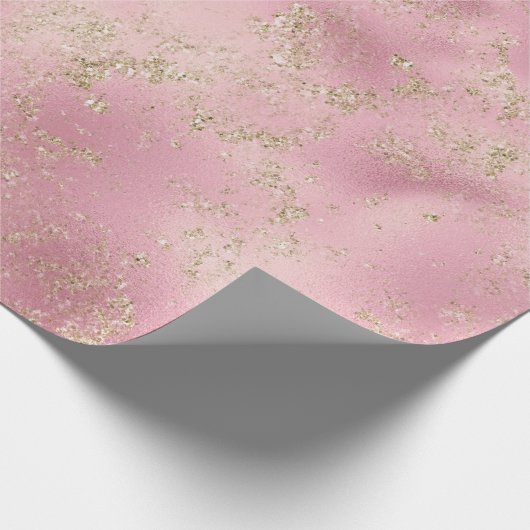Roze Gold Glitter Glitz  Cadeaupapier (Hoek)