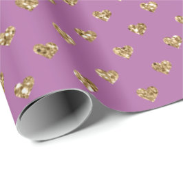 Roze Gold Glitter Hearts Cadeaupapier