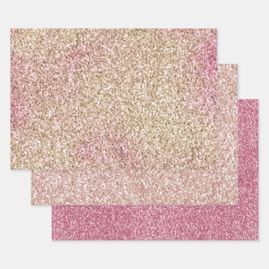 Roze Gold Glitter Inpakpapier Vel (Set)