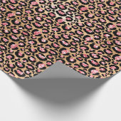 Roze Gold Glitter Leopard Animal Print Cadeaupapier (Hoek)