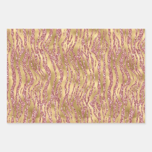 Roze Gold Glitter Leopard Animal Print Inpakpapier Vel (Voorkant 3)