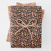 Roze Gold Glitter Leopard Animal Print Inpakpapier Vel (In situ)