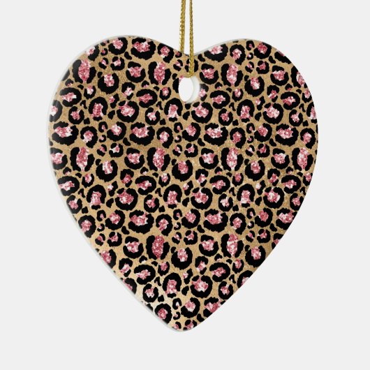 Roze Gold Glitter Leopard Animal Print Keramisch Ornament (Rechts)