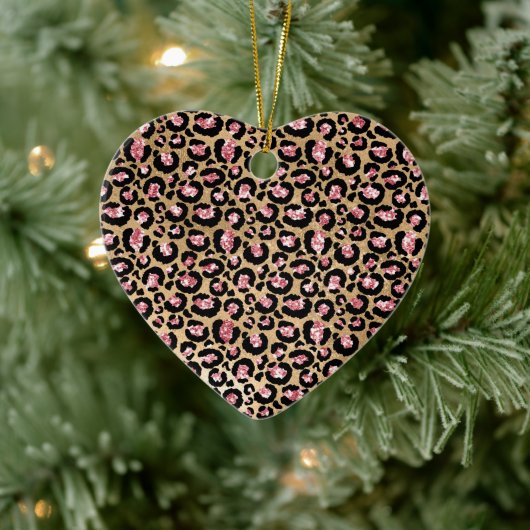 Roze Gold Glitter Leopard Animal Print Keramisch Ornament (Boom)