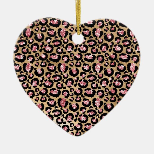 Roze Gold Glitter Leopard Animal Print Keramisch Ornament (Voorkant)