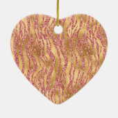 Roze Gold Glitter Leopard Animal Print Keramisch Ornament (Achterkant)