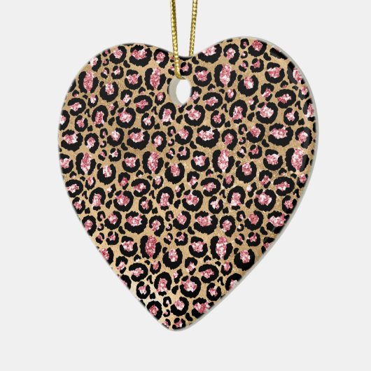 Roze Gold Glitter Leopard Animal Print Keramisch Ornament (Links)