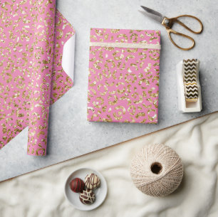 Roze Gold Glitter Leopard Print Cadeaupapier