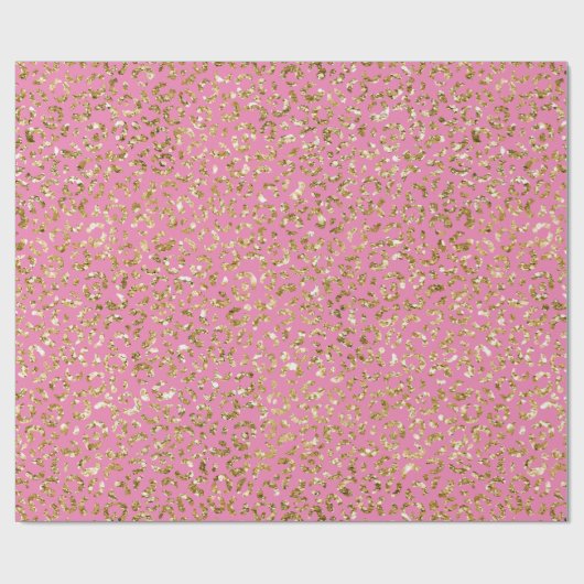 Roze Gold Glitter Leopard Print Cadeaupapier (Vlak)