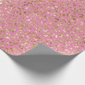 Roze Gold Glitter Leopard Print Cadeaupapier (Hoek)