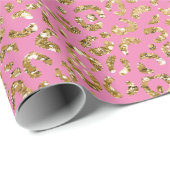 Roze Gold Glitter Leopard Print Cadeaupapier (Rol Hoek)