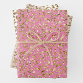 Roze Gold Glitter Leopard Print Inpakpapier Vel (In situ)