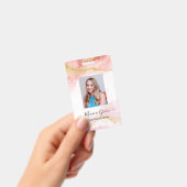 Roze Gold Glitter Marble Agate Logo Business ID Badge (Handheld)