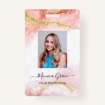 Roze Gold Glitter Marble Agate Logo Business ID