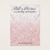 roze gold glitter marble chic necklace display visitekaartje (Voorkant)