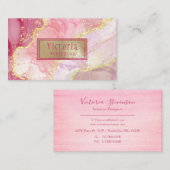 Roze Gold Glitter Marble Geode Monogram Agate Visitekaartje (Voorkant / Achterkant)